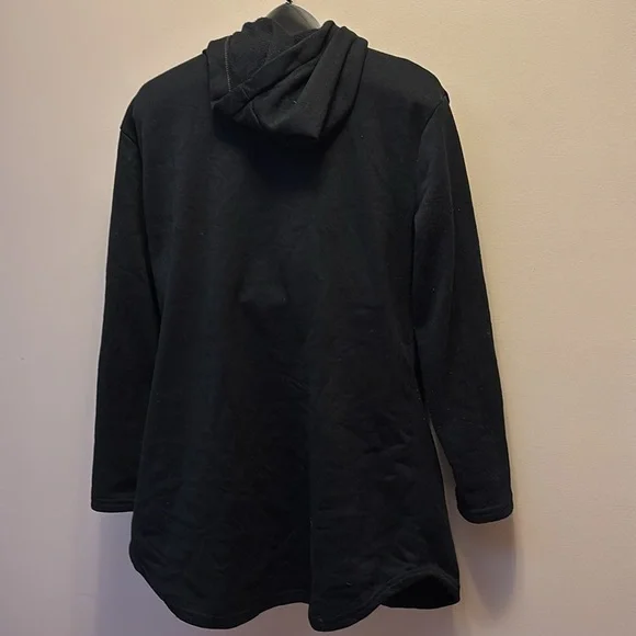 Vintage fleece icon black hoodie with pockets Sz L - Picture 8 of 12